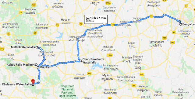 Route map for coorg