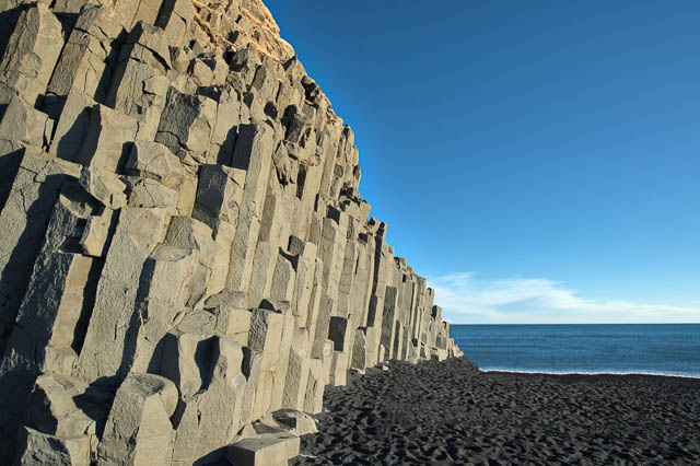 Typical black sand beach in Iceland.