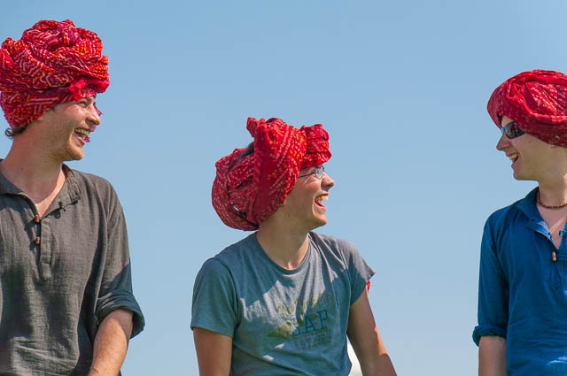 guests trying local turban