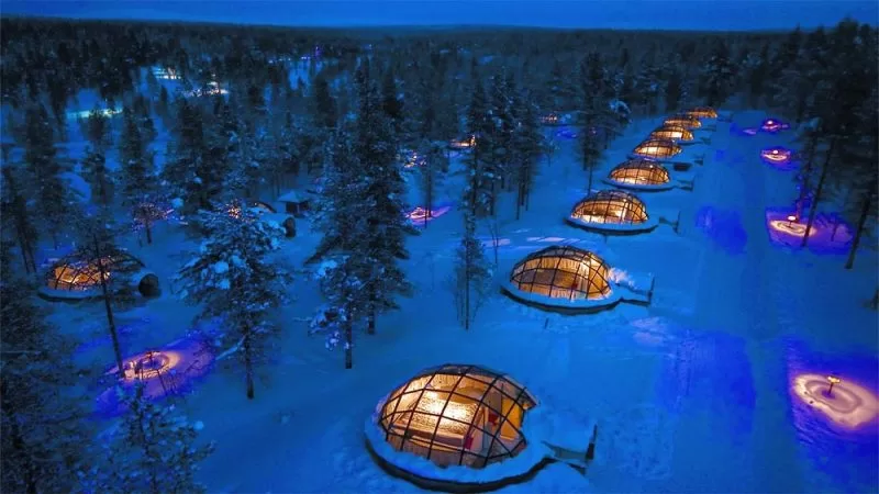 Ice igloos in the night