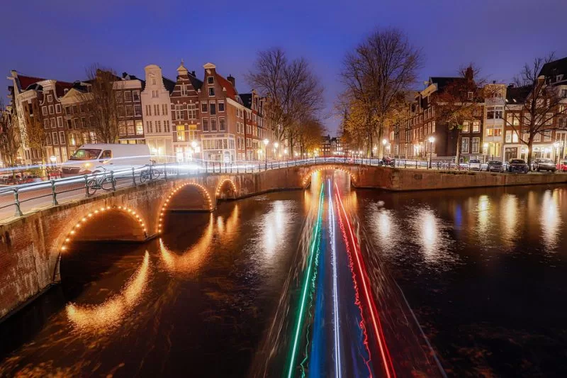 Canals in Amsterdam during Christmas