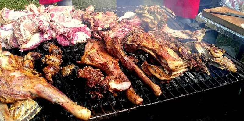 Nyama Choma BBQ being grilled