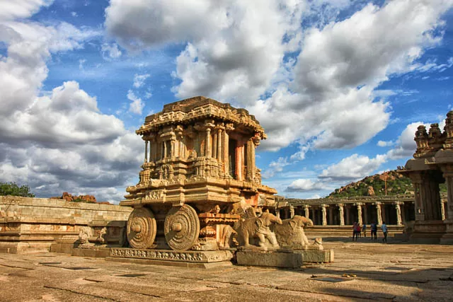 clear blue sky above the Chariot in Vittala temple, Hampi