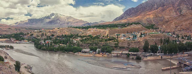 aerial view of mountain city kargil ladakh region