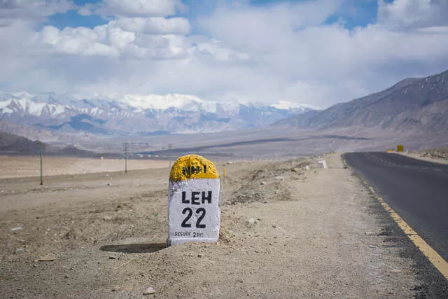 milestone near road to leh