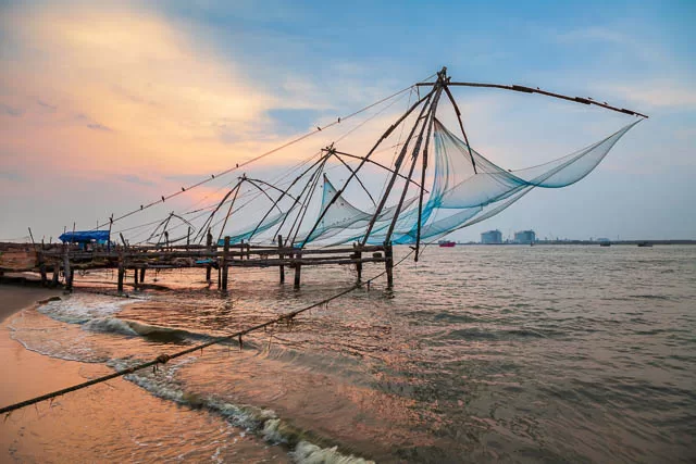 chinese fishing nets at kochi, kerala