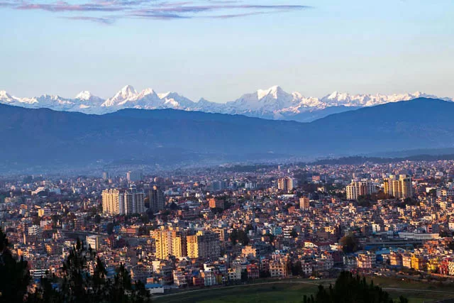 himalayas can be seen on a clean day in kathmandu, nepal