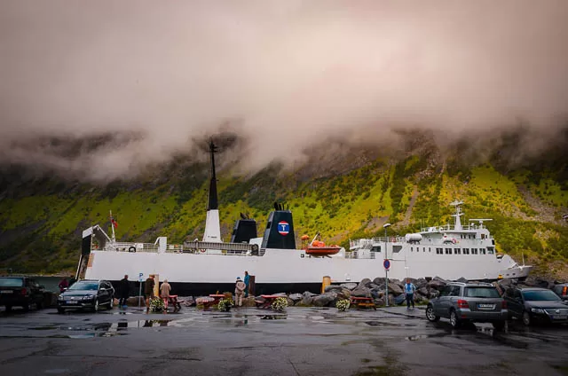 ferry is ready to travel from gryllefjord to andenes in norway