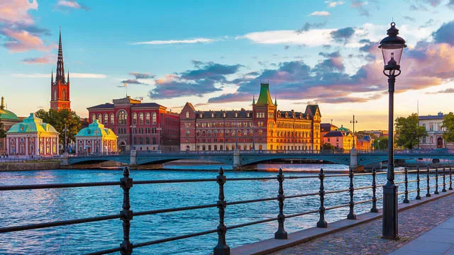 beautiful old town of stockholm across the bridge, sweden