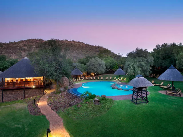 swimming pool in resort near pilanesberg national park, south africa
