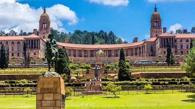 beautiful garden in front of union buildings of pretoria, south africa