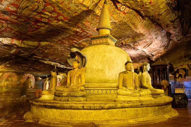 buddha statues inside dambulla cave temple, dambulla, sri lanka