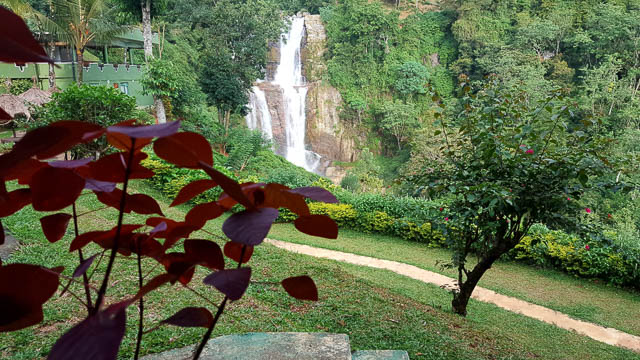 green surrounding around ramboda falls in nuwara eliya, sri lanka