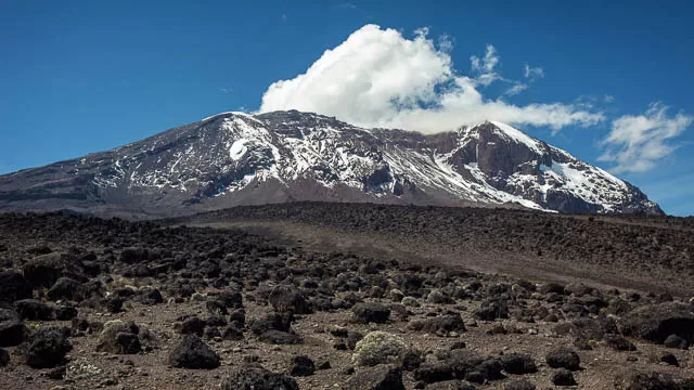 clear sky by mount kilimanjaro on machame route, tanzania
