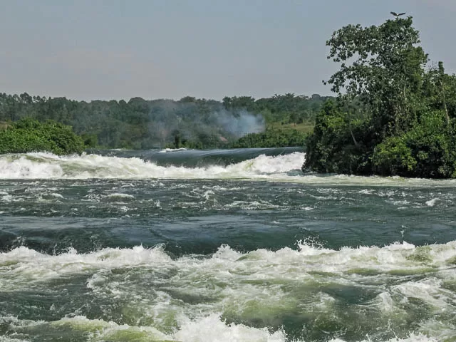 view on victoria nile river rapids in jinja, uganda