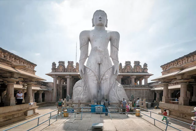 statue of gommateshvara bahubali at shravanabelagola hill in karnataka
