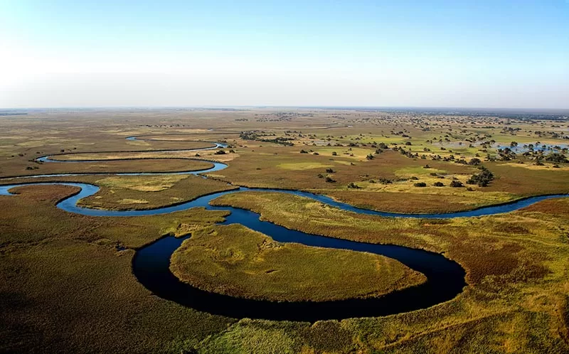 Okavango delta drone view