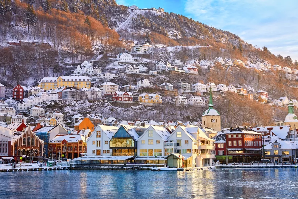 The colourful Bryggen wharf in Bergen harbour.