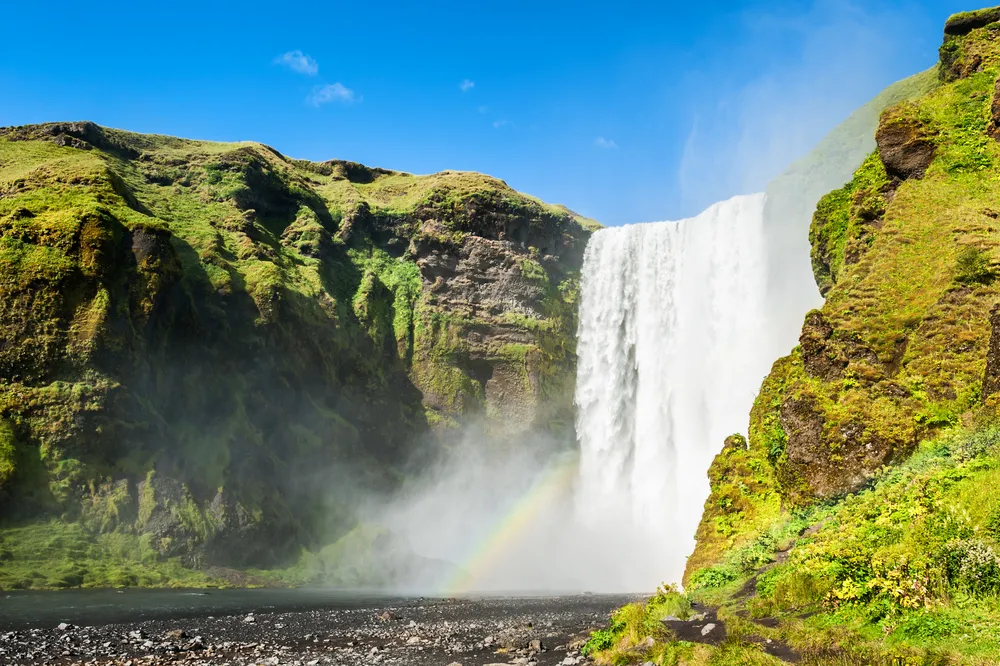 Skógafoss waterfall on Iceland's South Coast.