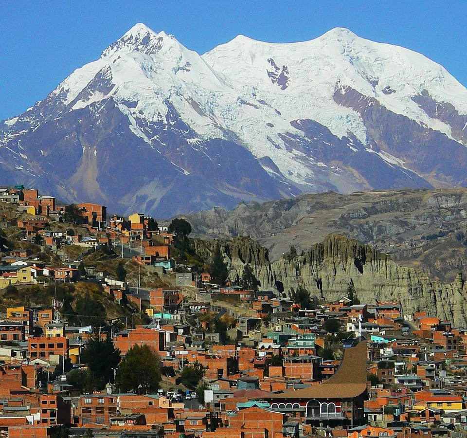 La Paz spilling down its Andean canyon.