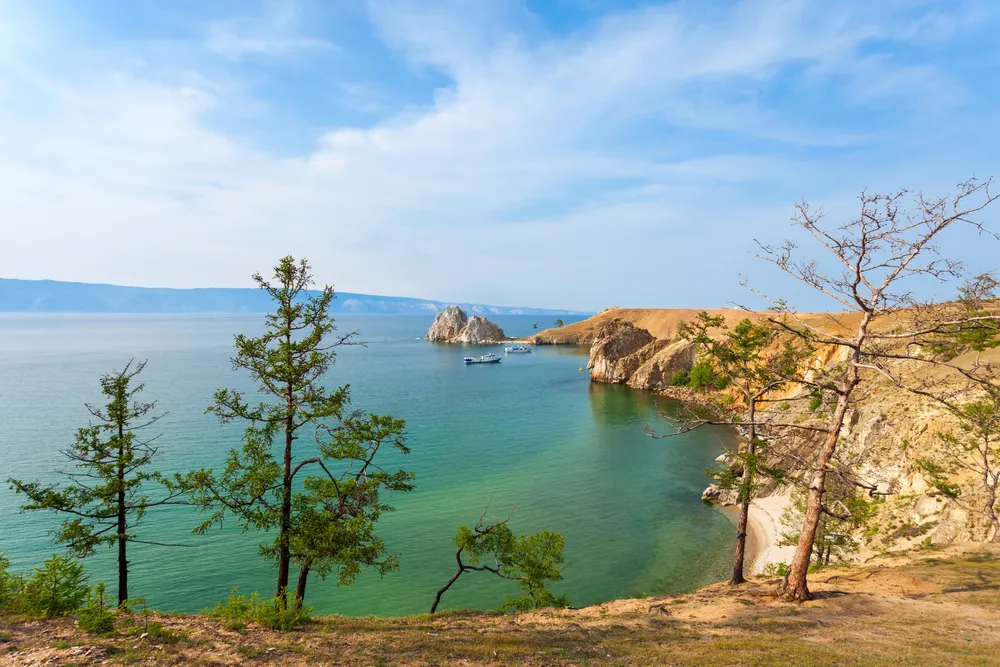 Turquoise winter ice on Lake Baikal.