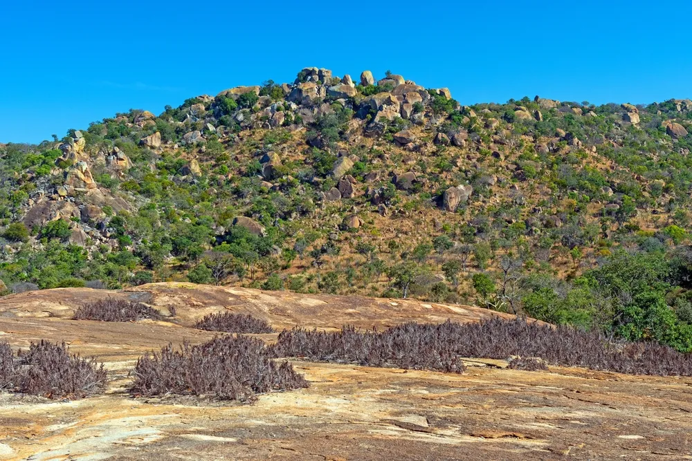 Balancing granite kopjes of the Matobo Hills at dusk.